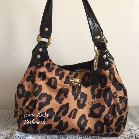 Coach Madison Leopard Hobo Handbag Purse 15555 - Picture 4 of 5